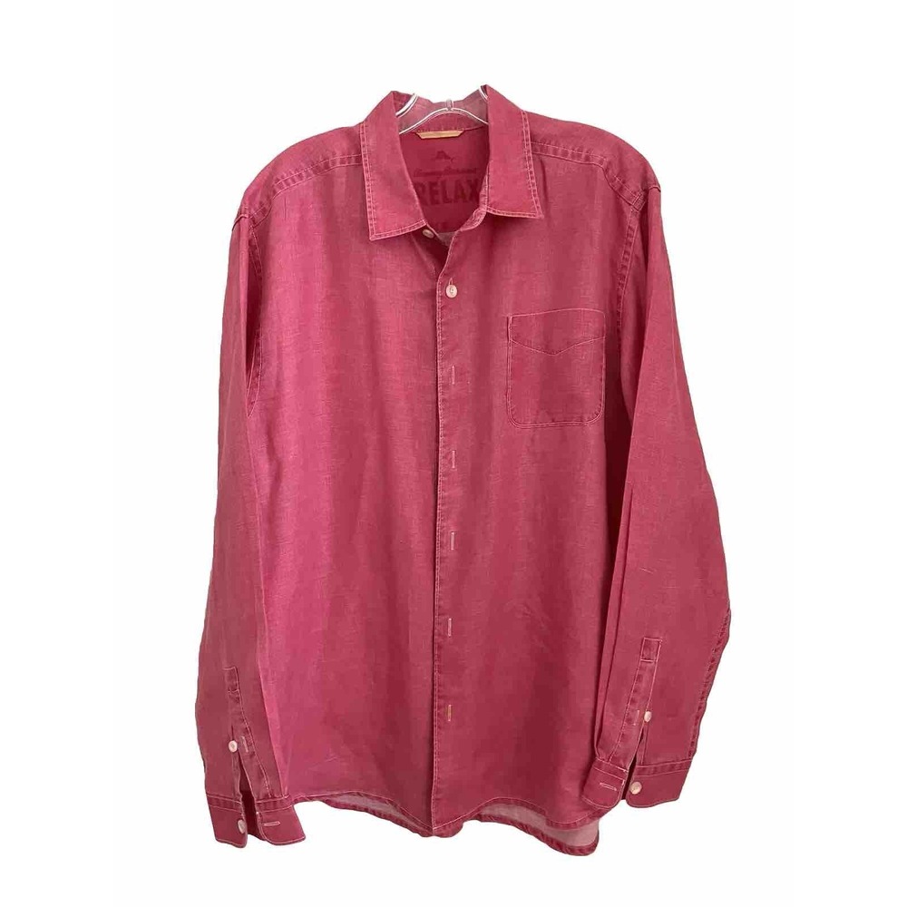 TOMMY BAHAMA RELAX‎ Shirt  Red Mens L Red Long Sleeve Button Up Down